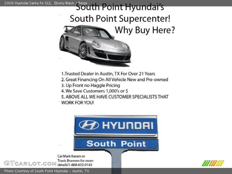 Ebony Black / Beige 2009 Hyundai Santa Fe GLS