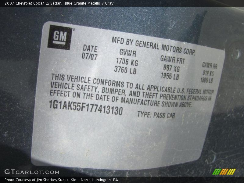 Blue Granite Metallic / Gray 2007 Chevrolet Cobalt LS Sedan