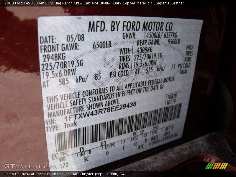 Dark Copper Metallic / Chaparral Leather 2008 Ford F450 Super Duty King Ranch Crew Cab 4x4 Dually