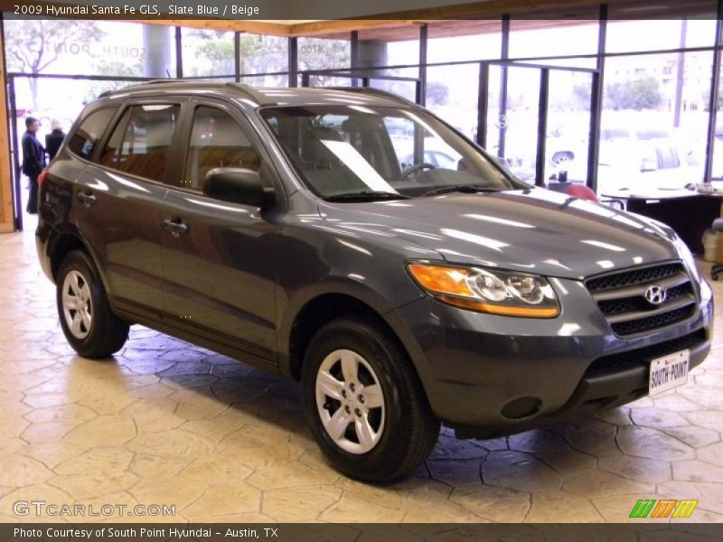 Slate Blue / Beige 2009 Hyundai Santa Fe GLS