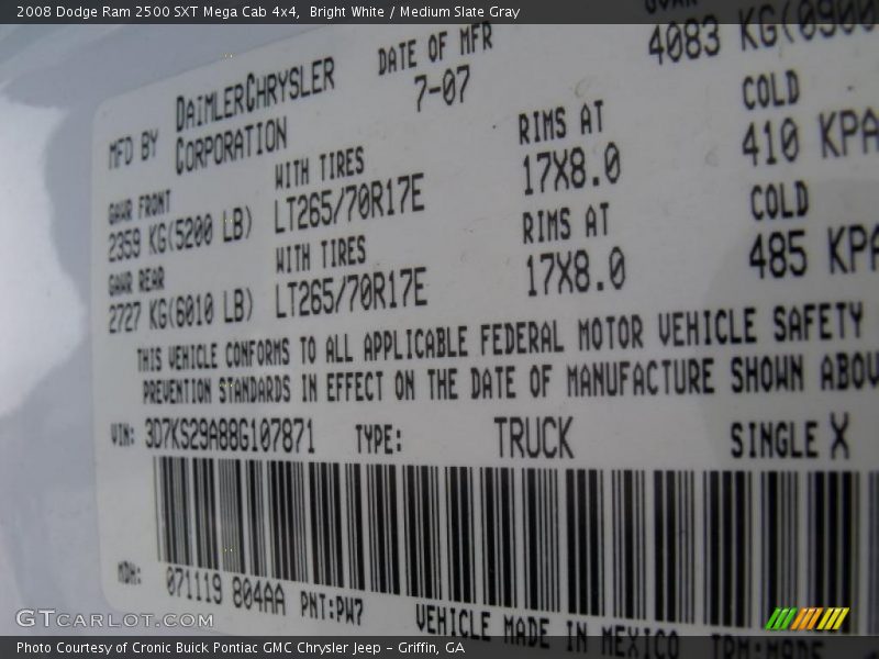 Bright White / Medium Slate Gray 2008 Dodge Ram 2500 SXT Mega Cab 4x4