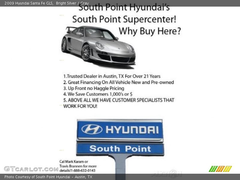 Bright Silver / Gray 2009 Hyundai Santa Fe GLS