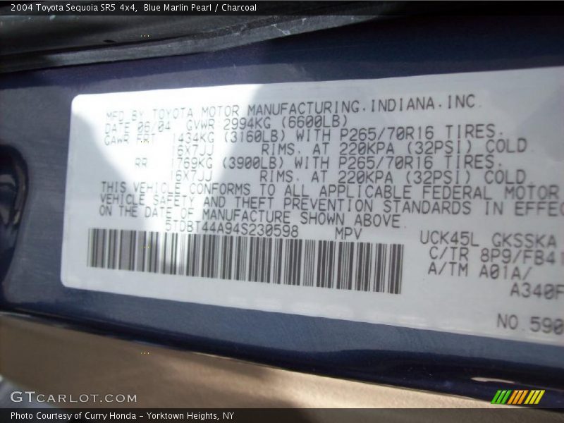 Blue Marlin Pearl / Charcoal 2004 Toyota Sequoia SR5 4x4