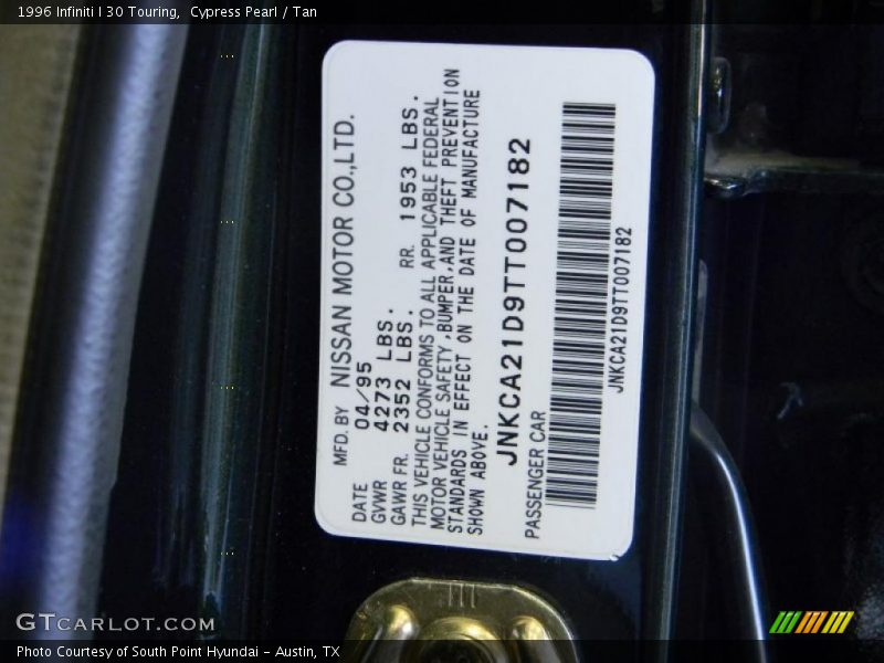 Cypress Pearl / Tan 1996 Infiniti I 30 Touring