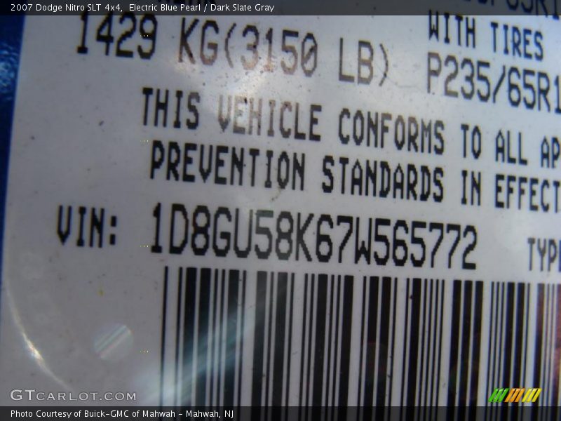 Electric Blue Pearl / Dark Slate Gray 2007 Dodge Nitro SLT 4x4
