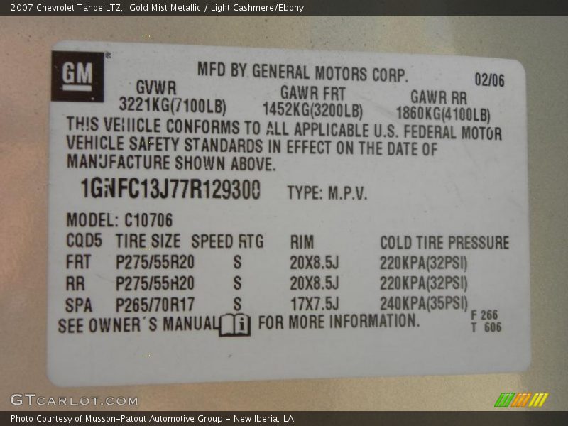 Gold Mist Metallic / Light Cashmere/Ebony 2007 Chevrolet Tahoe LTZ
