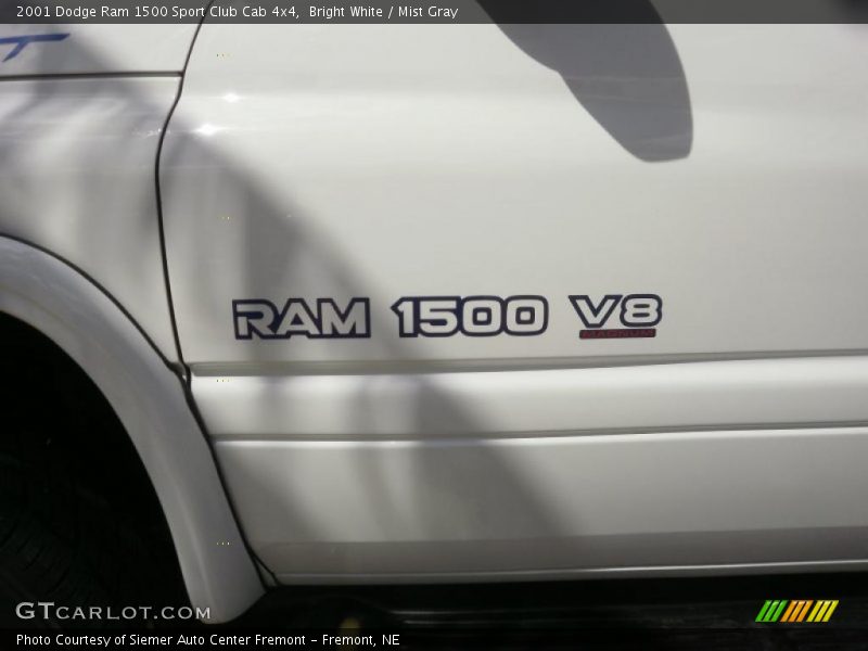 Bright White / Mist Gray 2001 Dodge Ram 1500 Sport Club Cab 4x4