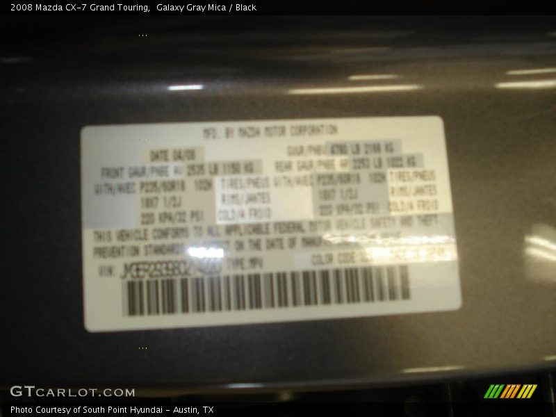Galaxy Gray Mica / Black 2008 Mazda CX-7 Grand Touring