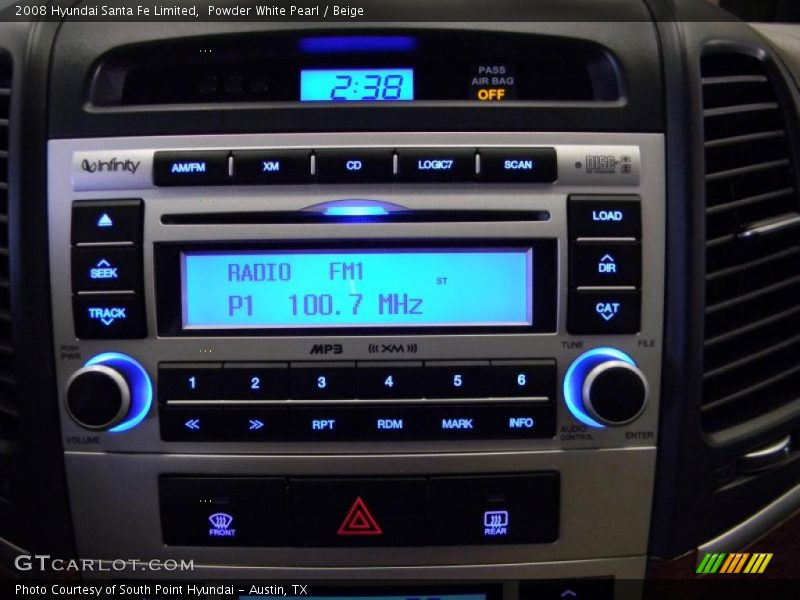 Powder White Pearl / Beige 2008 Hyundai Santa Fe Limited