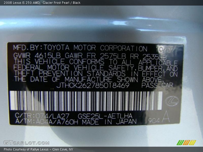 Glacier Frost Pearl / Black 2008 Lexus IS 250 AWD