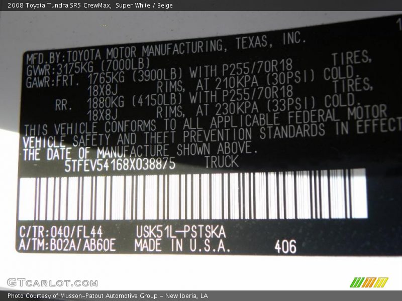 Super White / Beige 2008 Toyota Tundra SR5 CrewMax