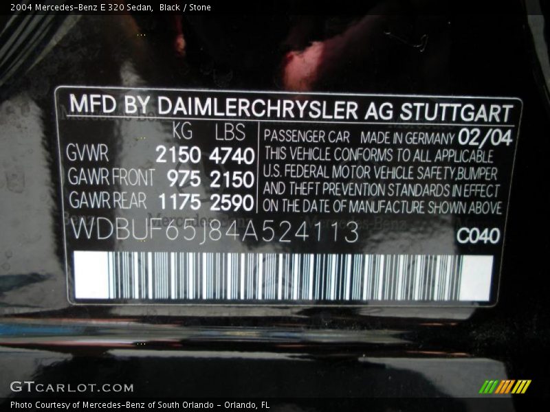 Black / Stone 2004 Mercedes-Benz E 320 Sedan
