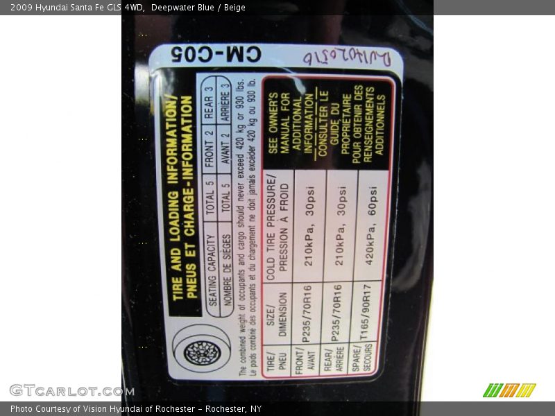 Deepwater Blue / Beige 2009 Hyundai Santa Fe GLS 4WD