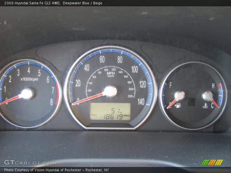 Deepwater Blue / Beige 2009 Hyundai Santa Fe GLS 4WD