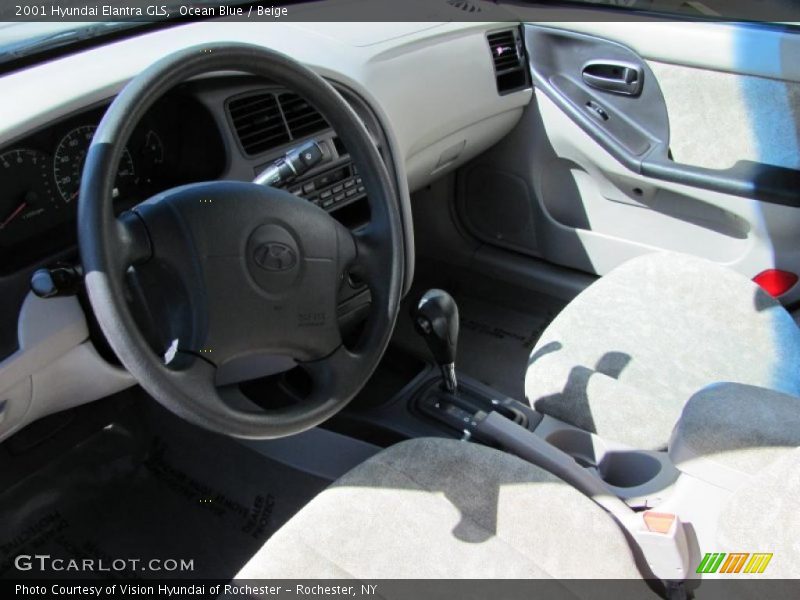 Ocean Blue / Beige 2001 Hyundai Elantra GLS