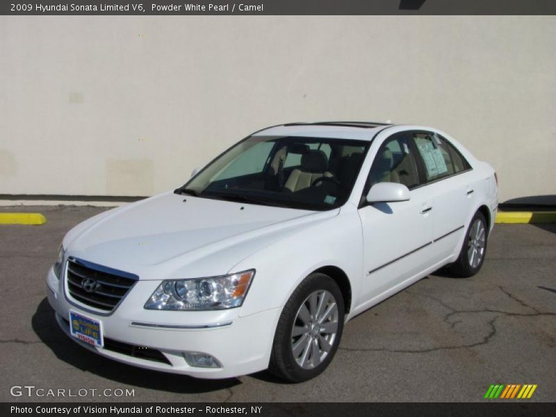 Powder White Pearl / Camel 2009 Hyundai Sonata Limited V6