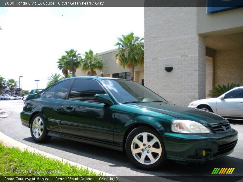 Clover Green Pearl / Gray 2000 Honda Civic EX Coupe