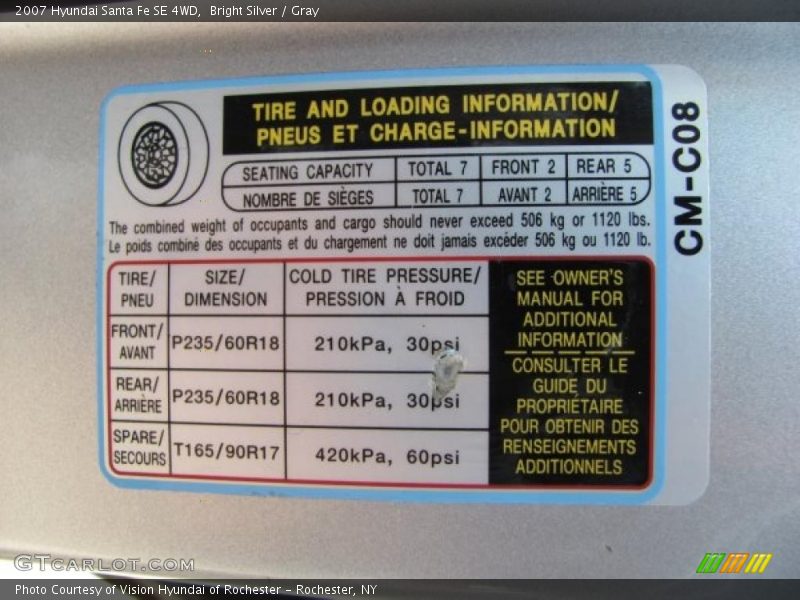 Bright Silver / Gray 2007 Hyundai Santa Fe SE 4WD
