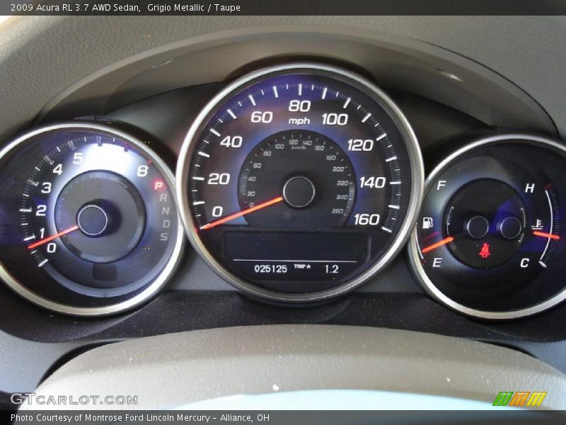 Grigio Metallic / Taupe 2009 Acura RL 3.7 AWD Sedan