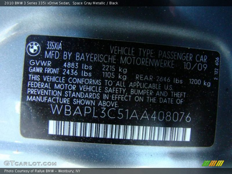 Space Gray Metallic / Black 2010 BMW 3 Series 335i xDrive Sedan