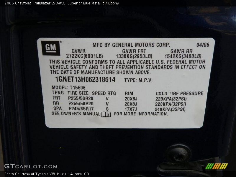 Superior Blue Metallic / Ebony 2006 Chevrolet TrailBlazer SS AWD