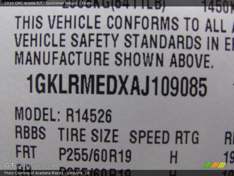 Quicksilver Metallic / Ebony 2010 GMC Acadia SLT