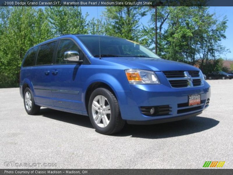 Marathon Blue Pearl / Medium Slate Gray/Light Shale 2008 Dodge Grand Caravan SXT