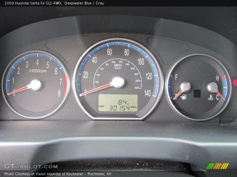 Deepwater Blue / Gray 2009 Hyundai Santa Fe GLS 4WD