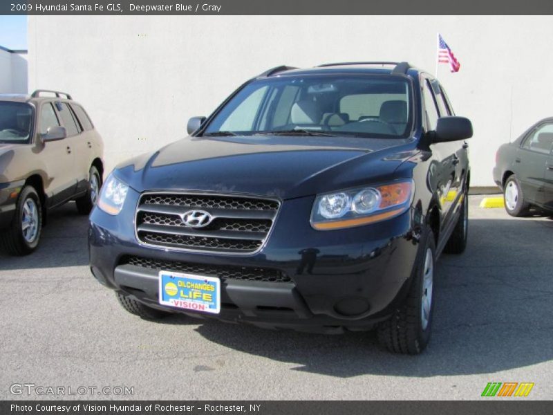 Deepwater Blue / Gray 2009 Hyundai Santa Fe GLS