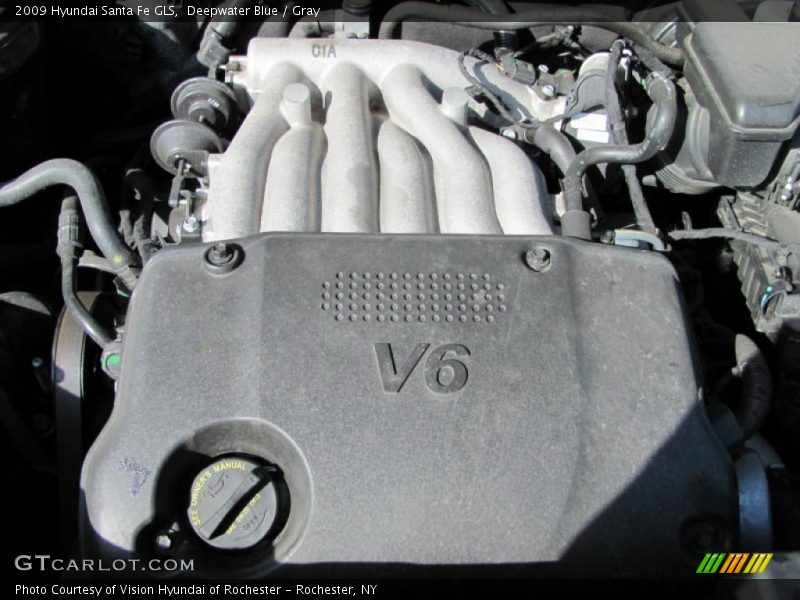 Deepwater Blue / Gray 2009 Hyundai Santa Fe GLS