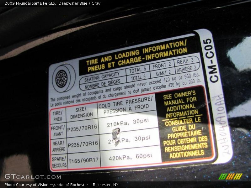 Deepwater Blue / Gray 2009 Hyundai Santa Fe GLS