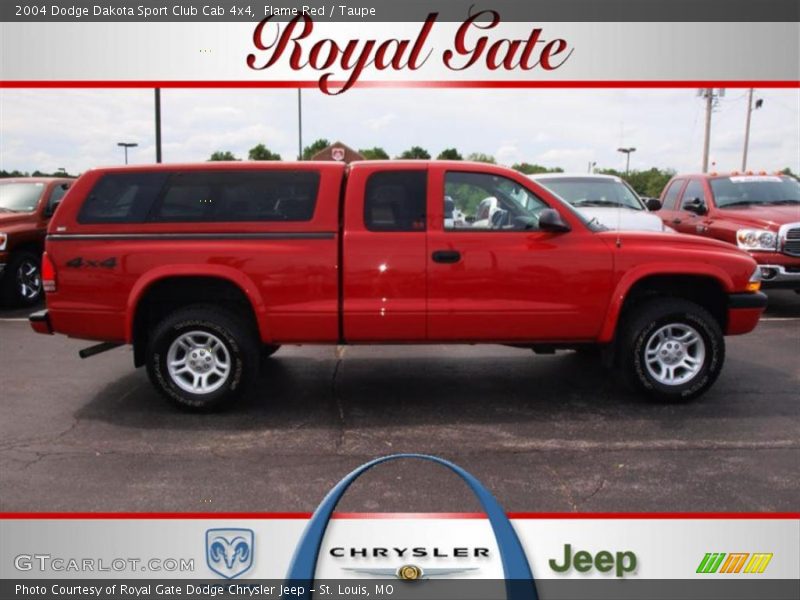 Flame Red / Taupe 2004 Dodge Dakota Sport Club Cab 4x4