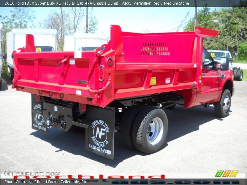 Vermillion Red / Medium Stone 2010 Ford F350 Super Duty XL Regular Cab 4x4 Chassis Dump Truck