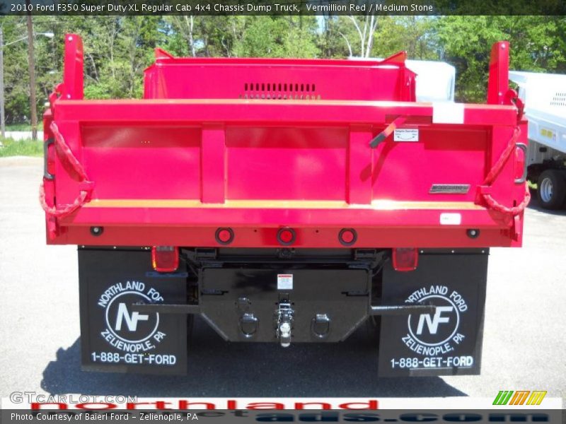 Vermillion Red / Medium Stone 2010 Ford F350 Super Duty XL Regular Cab 4x4 Chassis Dump Truck