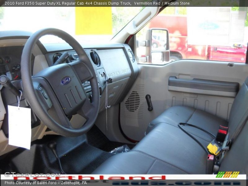 Vermillion Red / Medium Stone 2010 Ford F350 Super Duty XL Regular Cab 4x4 Chassis Dump Truck