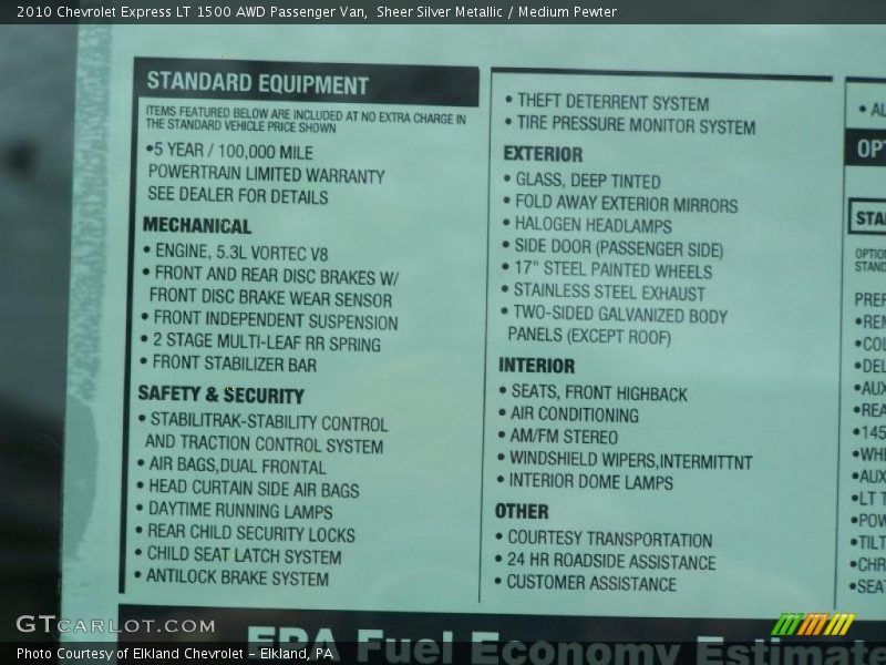 Sheer Silver Metallic / Medium Pewter 2010 Chevrolet Express LT 1500 AWD Passenger Van