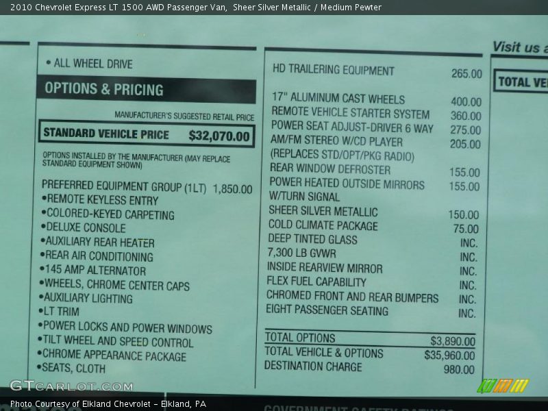 Sheer Silver Metallic / Medium Pewter 2010 Chevrolet Express LT 1500 AWD Passenger Van