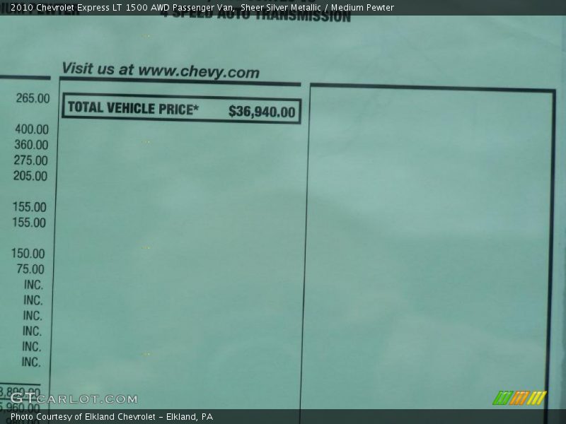 Sheer Silver Metallic / Medium Pewter 2010 Chevrolet Express LT 1500 AWD Passenger Van