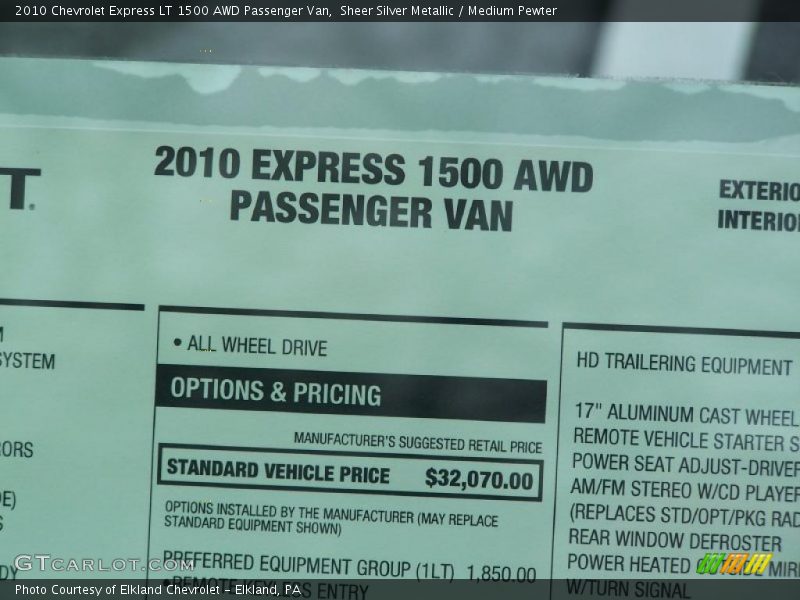 Sheer Silver Metallic / Medium Pewter 2010 Chevrolet Express LT 1500 AWD Passenger Van