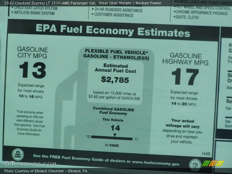 Sheer Silver Metallic / Medium Pewter 2010 Chevrolet Express LT 1500 AWD Passenger Van