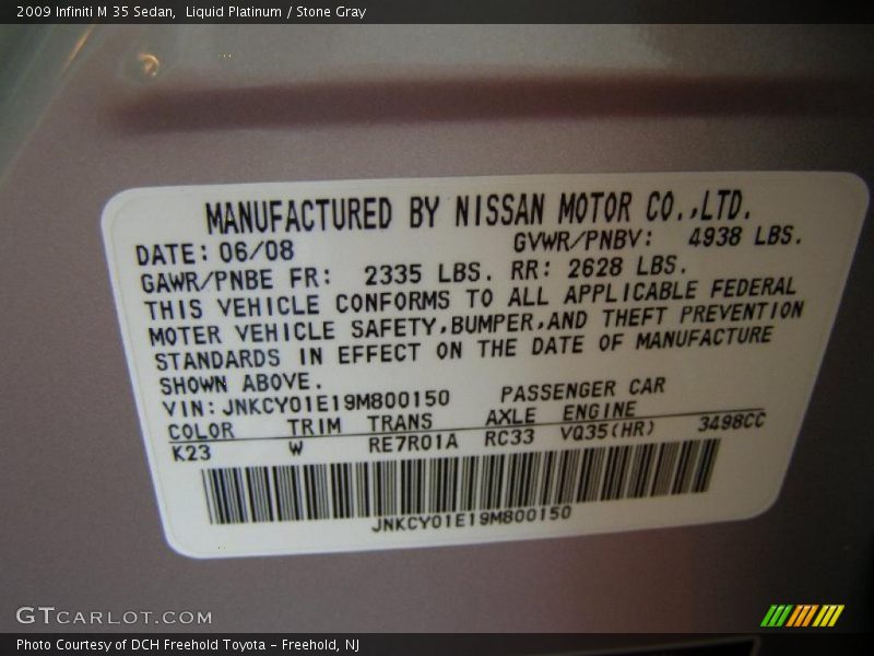 Liquid Platinum / Stone Gray 2009 Infiniti M 35 Sedan