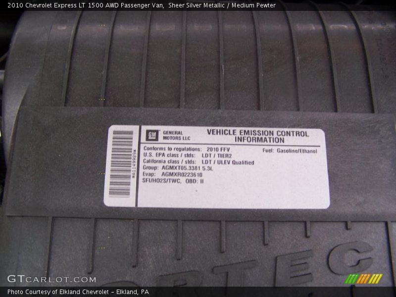Sheer Silver Metallic / Medium Pewter 2010 Chevrolet Express LT 1500 AWD Passenger Van