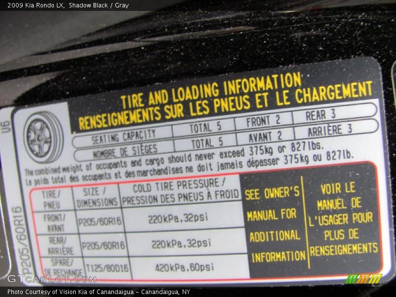 Shadow Black / Gray 2009 Kia Rondo LX