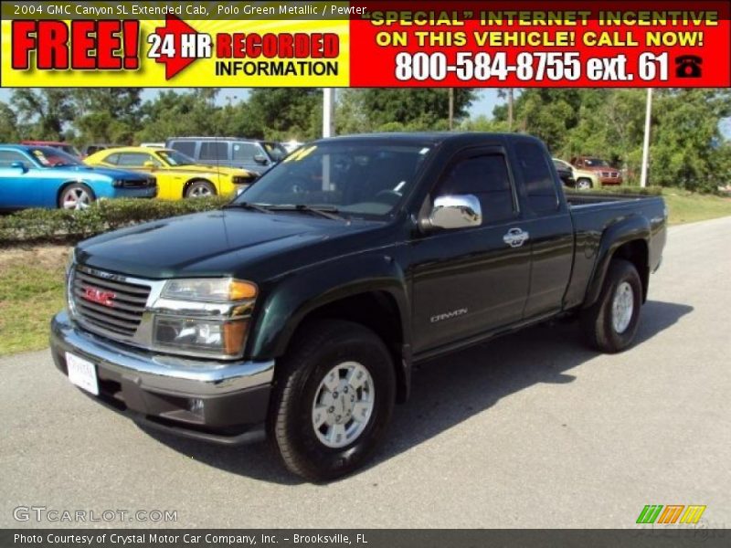 Polo Green Metallic / Pewter 2004 GMC Canyon SL Extended Cab