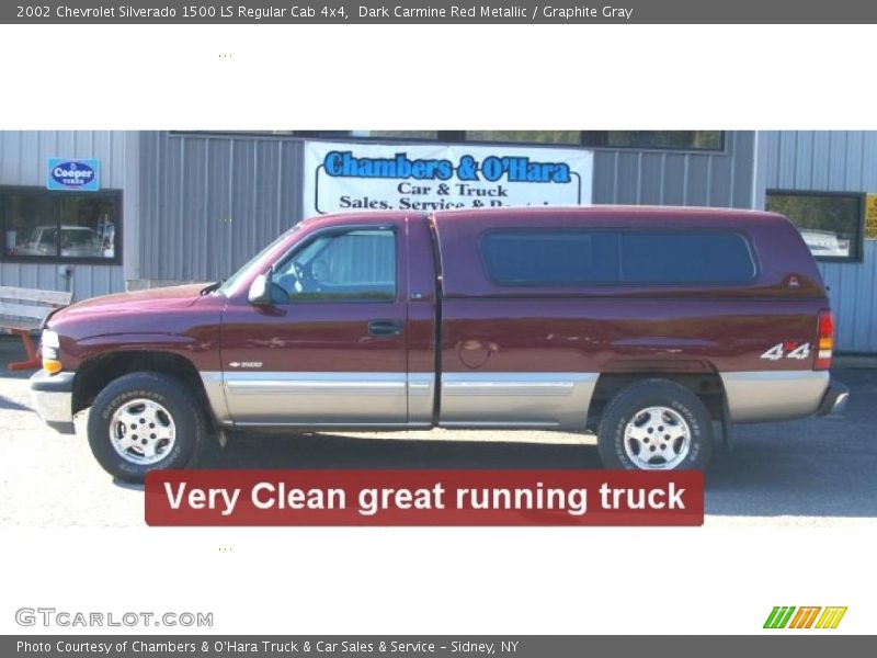 Dark Carmine Red Metallic / Graphite Gray 2002 Chevrolet Silverado 1500 LS Regular Cab 4x4