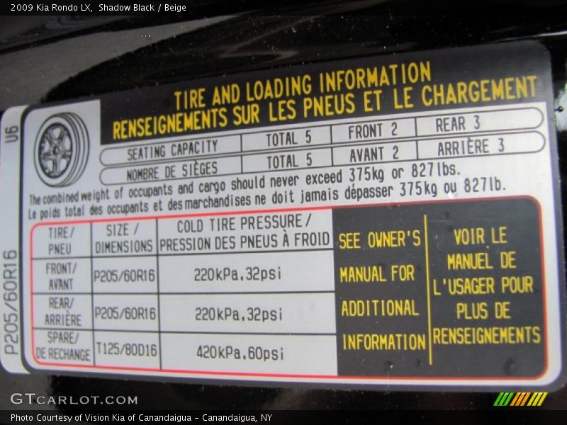 Shadow Black / Beige 2009 Kia Rondo LX
