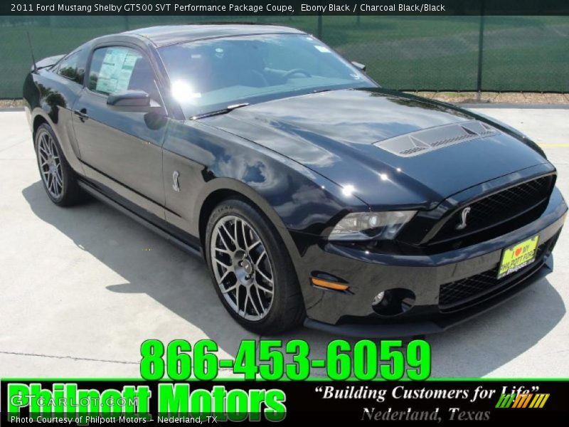 Ebony Black / Charcoal Black/Black 2011 Ford Mustang Shelby GT500 SVT Performance Package Coupe