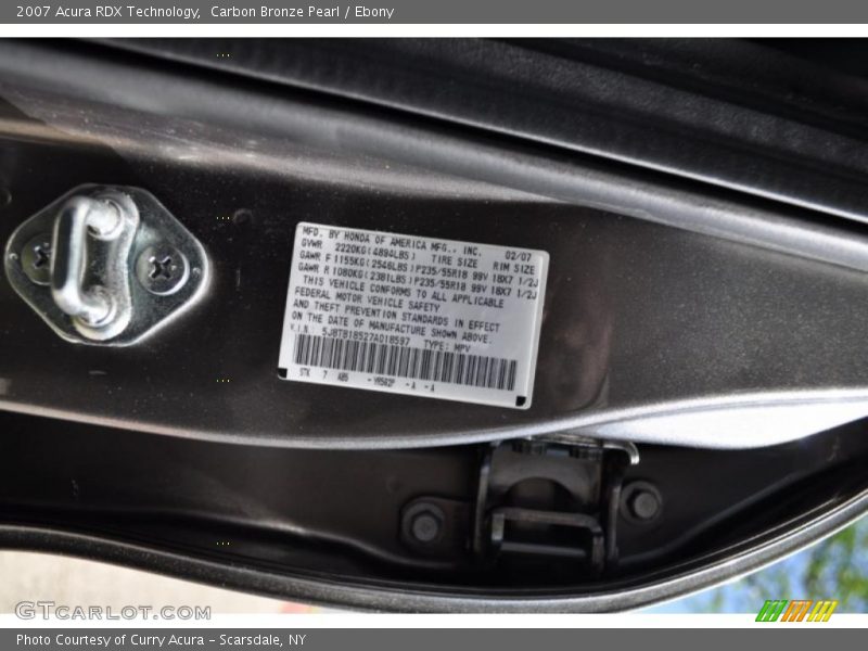 Carbon Bronze Pearl / Ebony 2007 Acura RDX Technology
