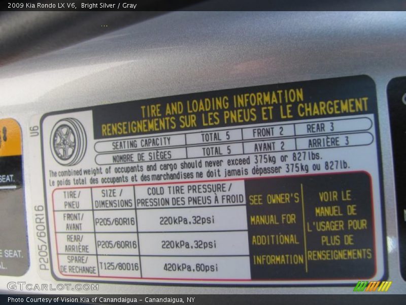 Bright Silver / Gray 2009 Kia Rondo LX V6