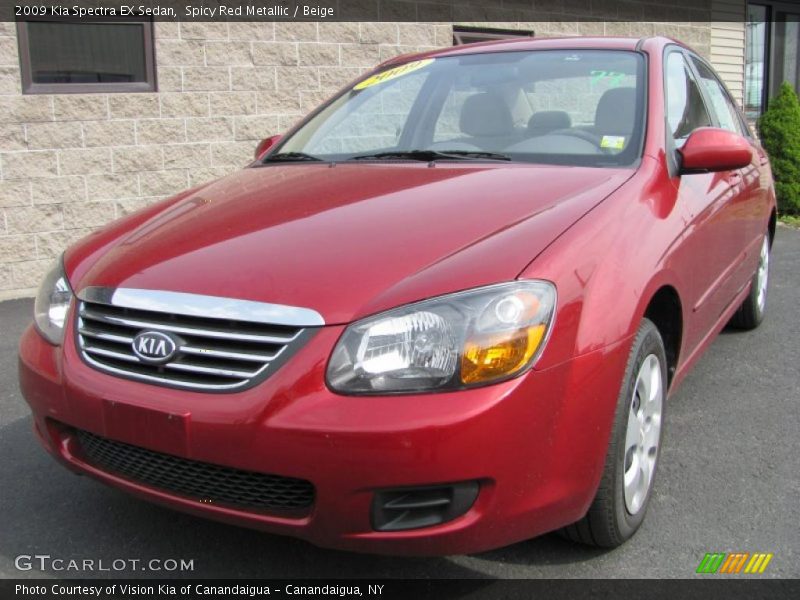 Spicy Red Metallic / Beige 2009 Kia Spectra EX Sedan